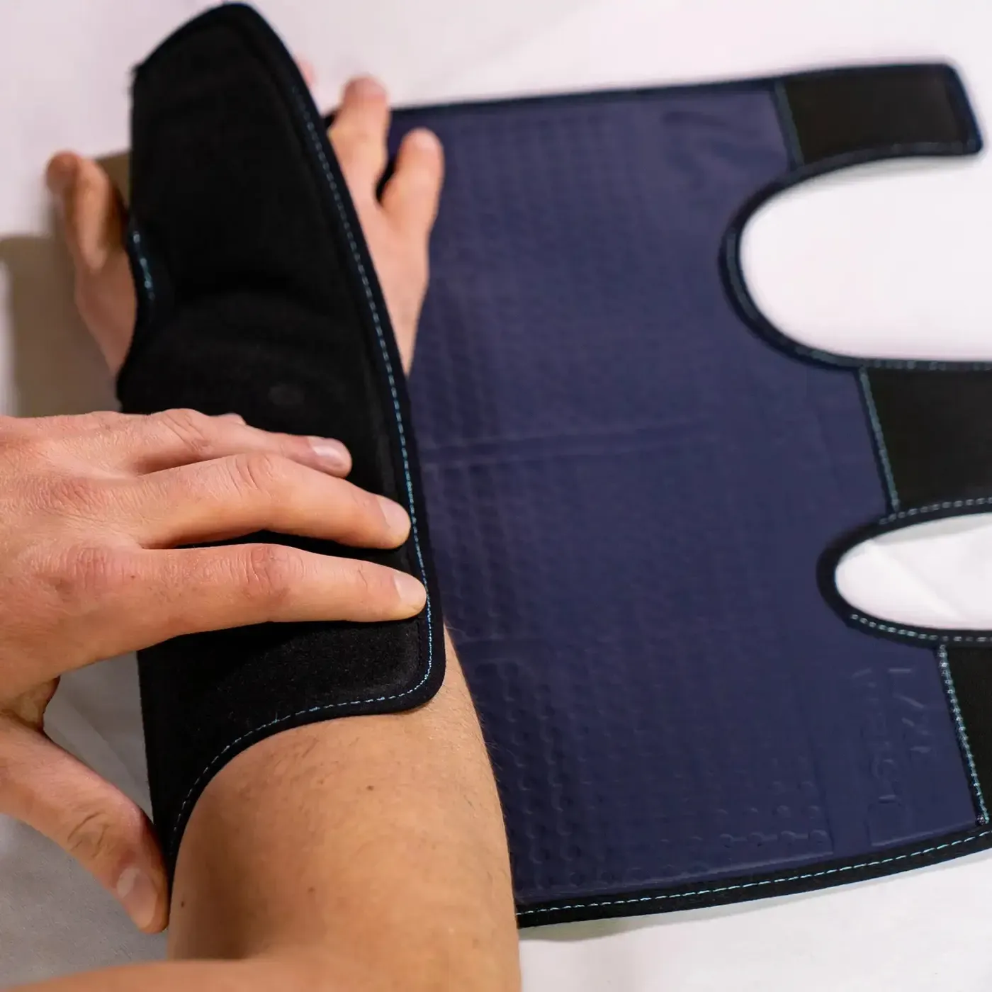 The NICE hand and wrist wrap being fitted
